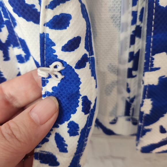Chico's Indigo Ink Alicia Blue White Abstract Geometric Jacket Women's Size 0-Sm - Picture 7 of 9